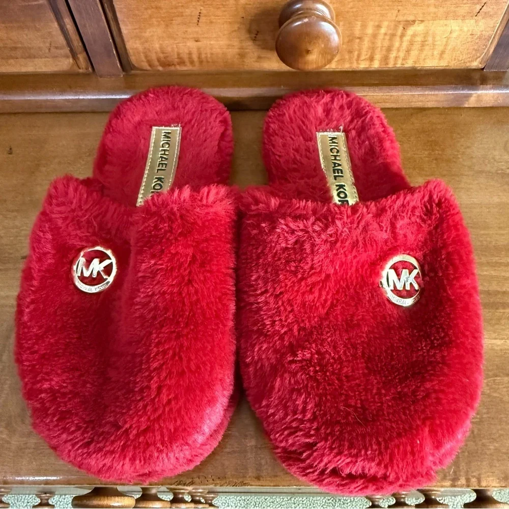 Michael Kors jet set red Slippers with Gold tone logo woman Large